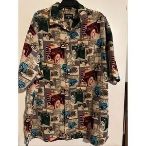 VTG Rocawear Y2K Cars Graphic Button-Up short sleeve Shirt Mens Size XL
